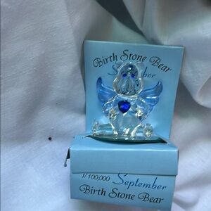 Crystal Birth Stone Bear Figurine - Blue